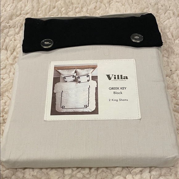 VILLA by Noble Excellence Greek Key Black/White King Duvet Cover and Shams | NIP - Picture 2 of 5